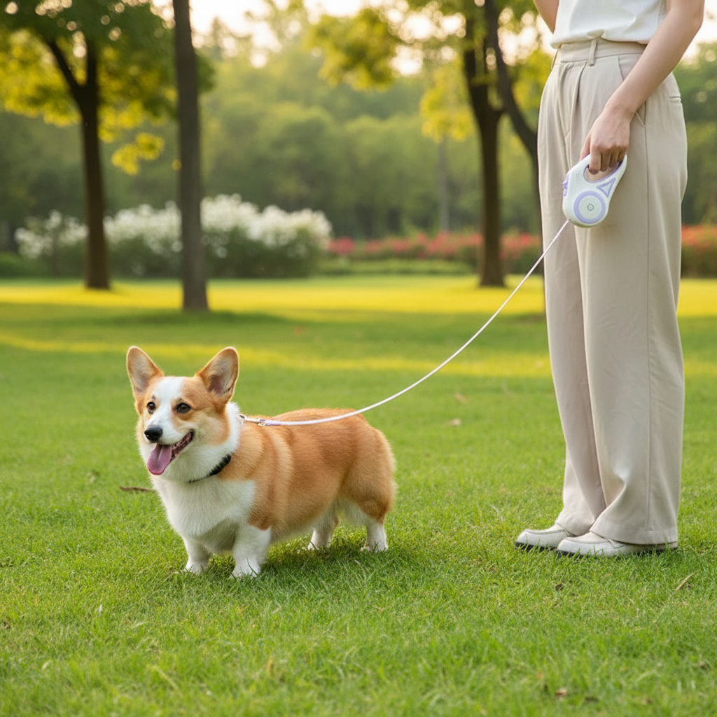 Retractable Dog Leash with LED Flashlight