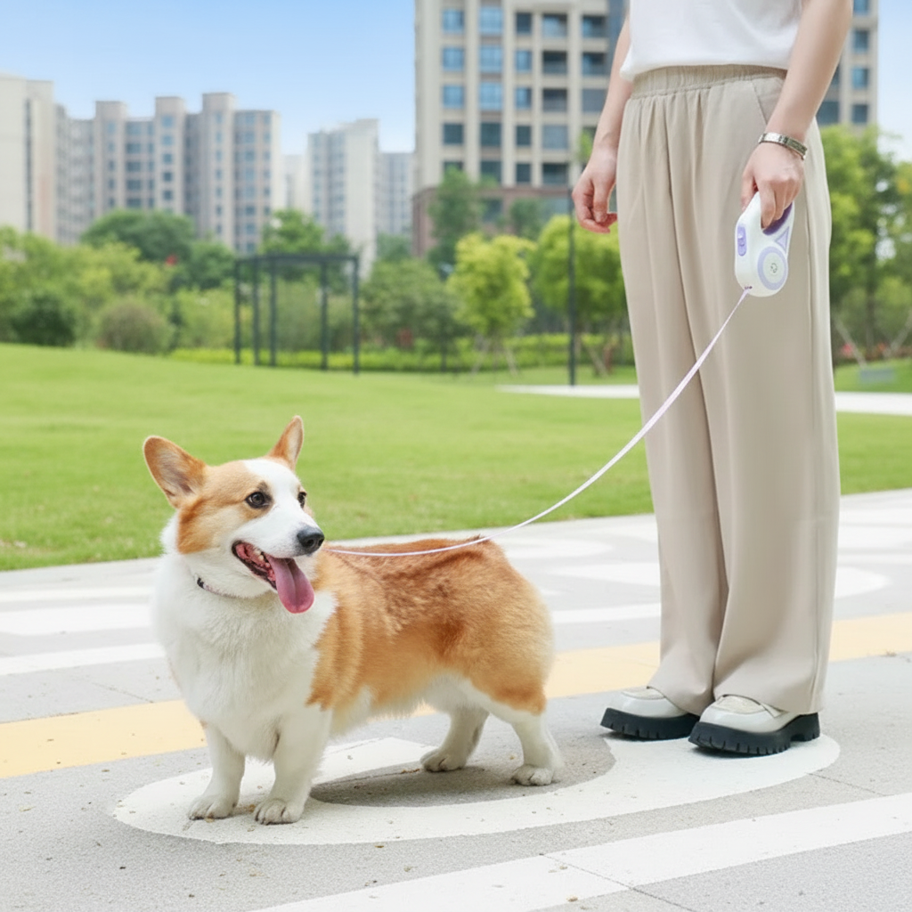 Retractable Dog Leash with LED Flashlight