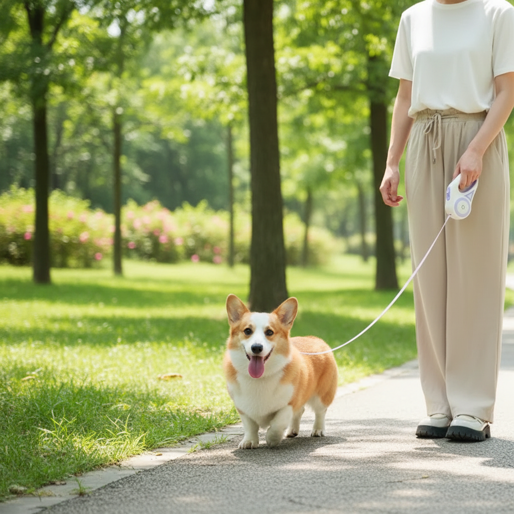Realistic park dog leash photo